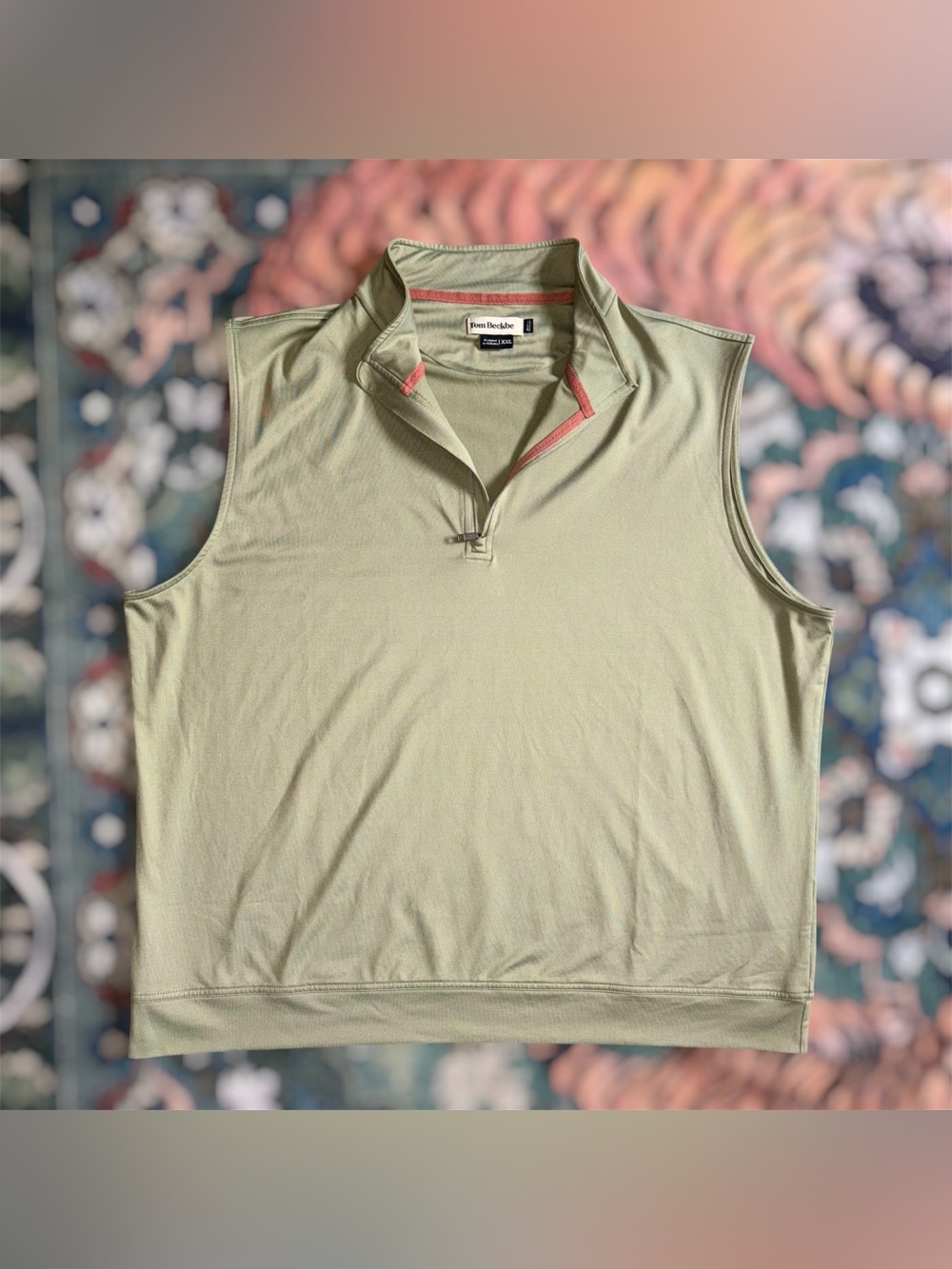 Tom Beckbe Performance Vest 1/4 Zip Pullover Lightweight Preppy Green XXL